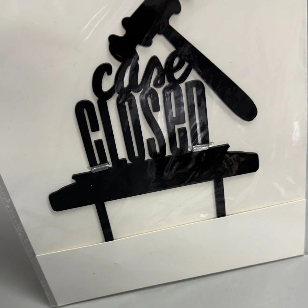 Black 'Case Closed' Cake Topper